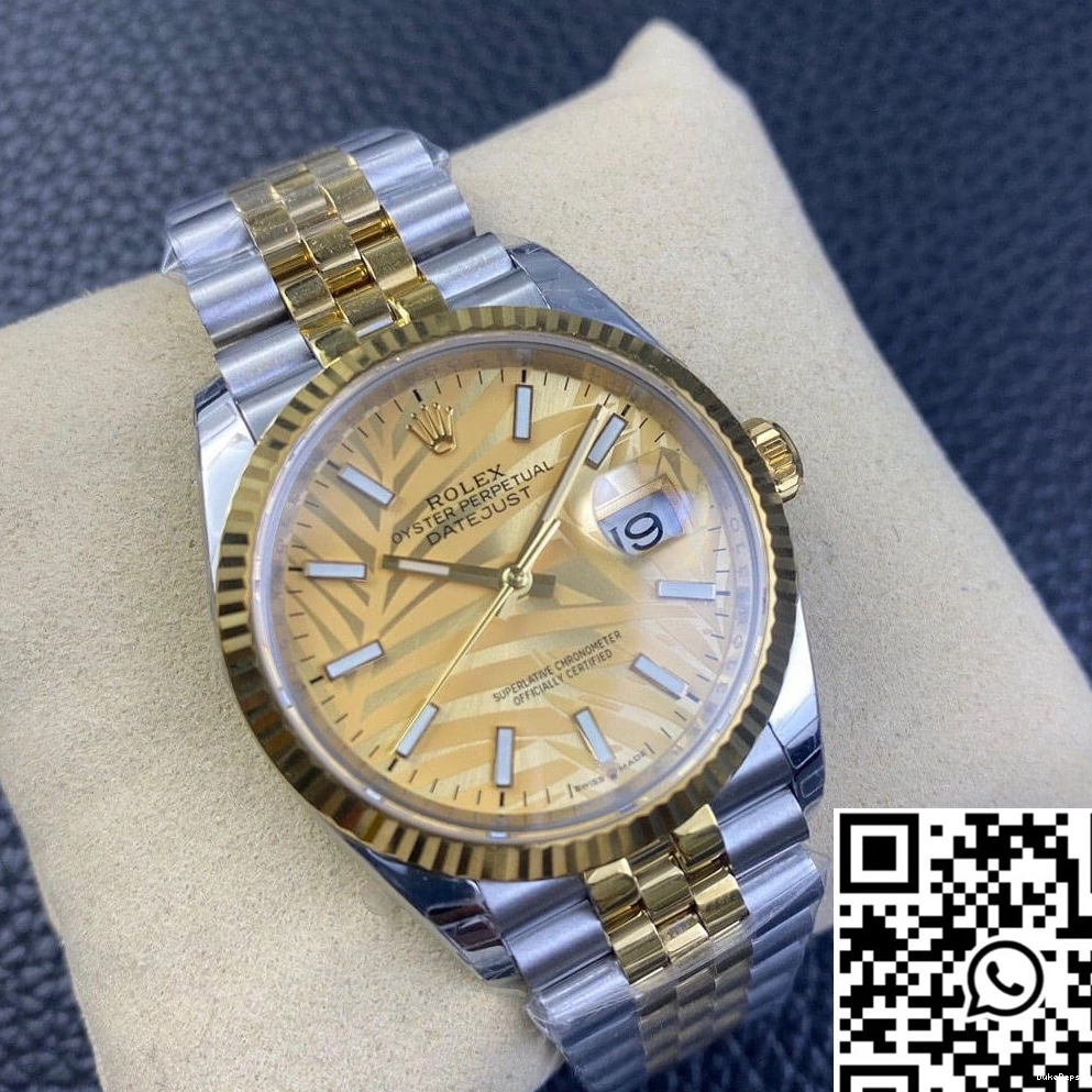 Dial Golden M126233-0037 Pattern Leaf Palm Factory EW Datejust Rolex 0322